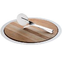 Stainless steel pizza plate - Plat à tarte et sa roulette de découpage